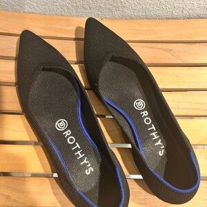 Rothy's Black Flats with Blue Trim